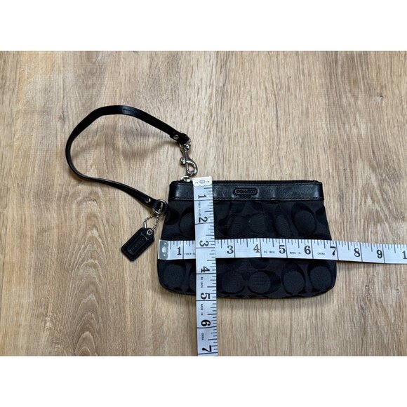 Y2K Coach Black Signature Jacquard Wristlet Clutch With Leather Trim - Picture 5 of 5